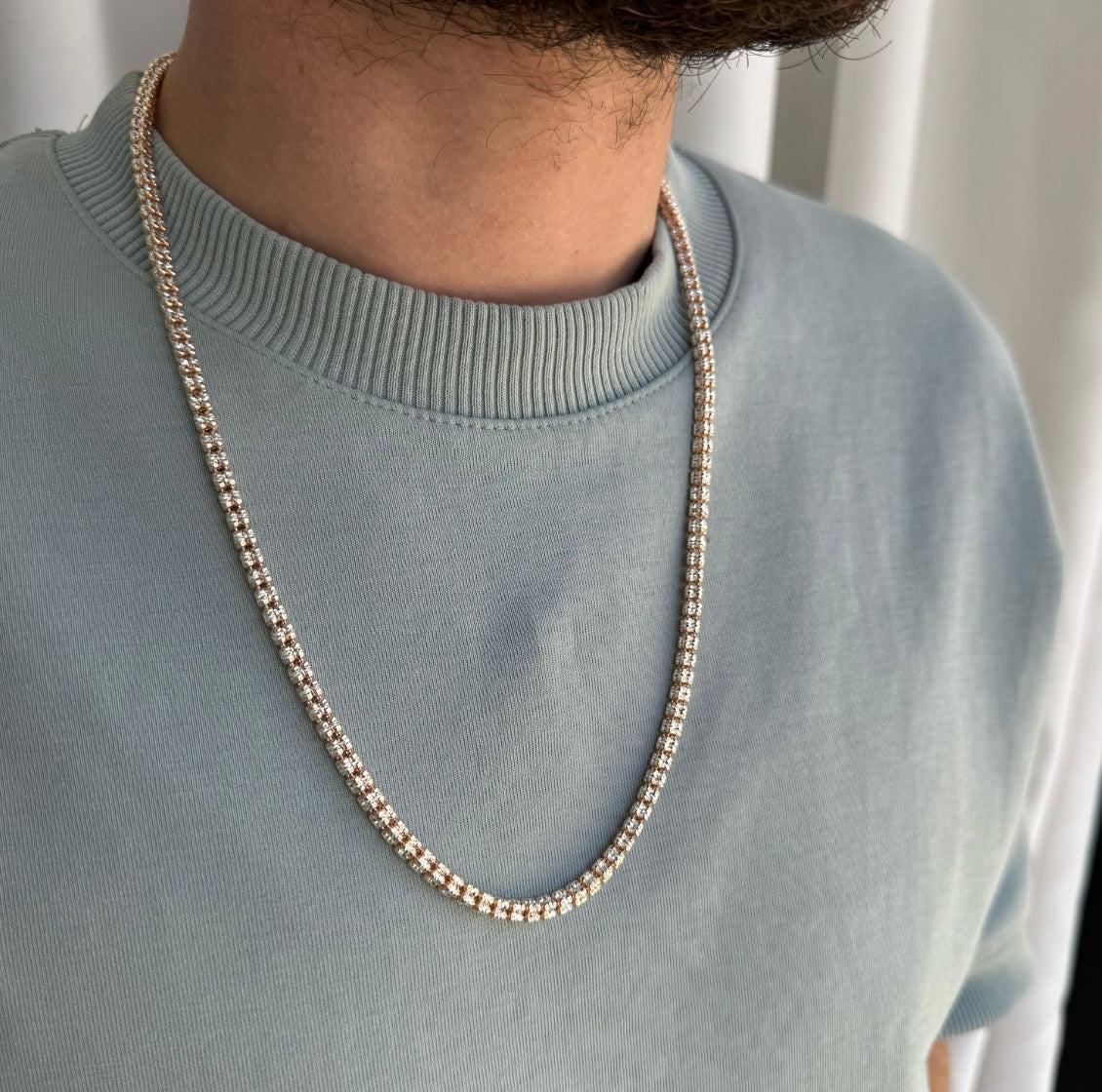 שרשרת אייס איטלקית Rose Gold 70CM